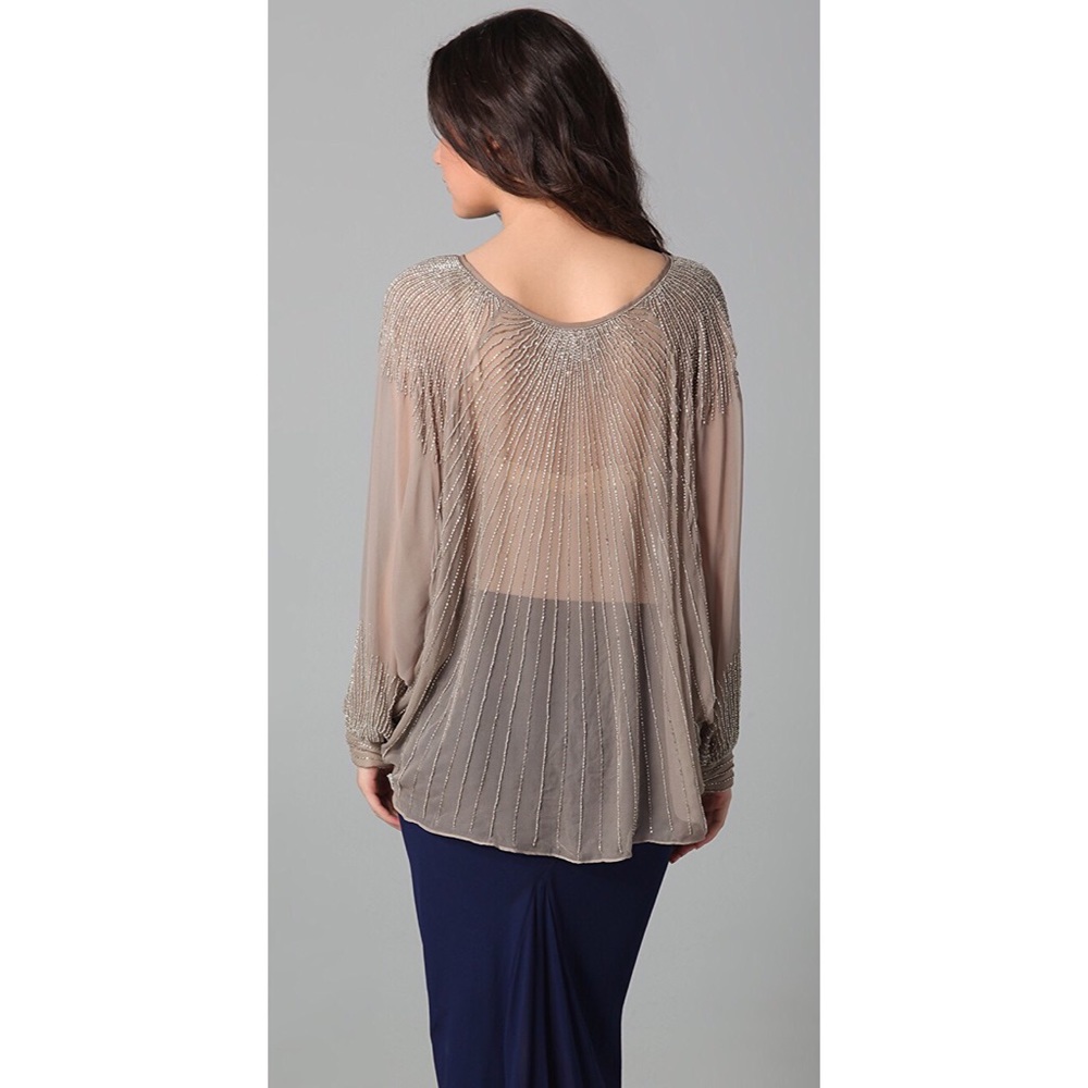 Beaded Long Sleeve Parker Top (Pink not Taupe)